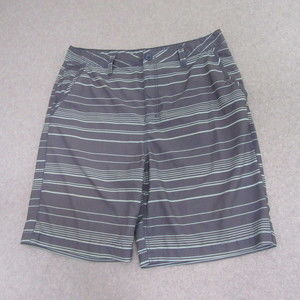Kanu Surf Mens Board Shorts 36 x 9 Gray Swim Trunks Striped Stretch Beach